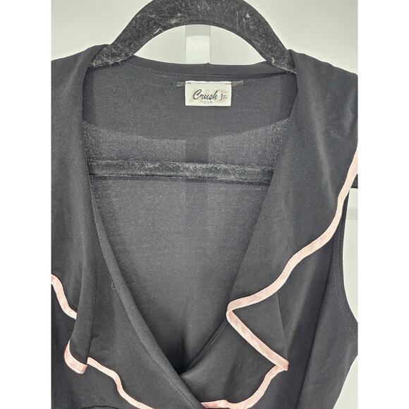 A&G Crush Jr. Women's Black Ruffle Shawl-Neck Sleeveless Faux Wrap Dress Size M - Picture 4 of 4